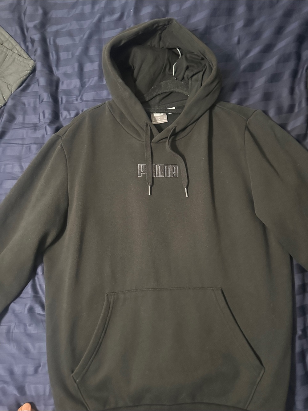 Puma Black Men's Pullover Hoodie with Embroidered Logo